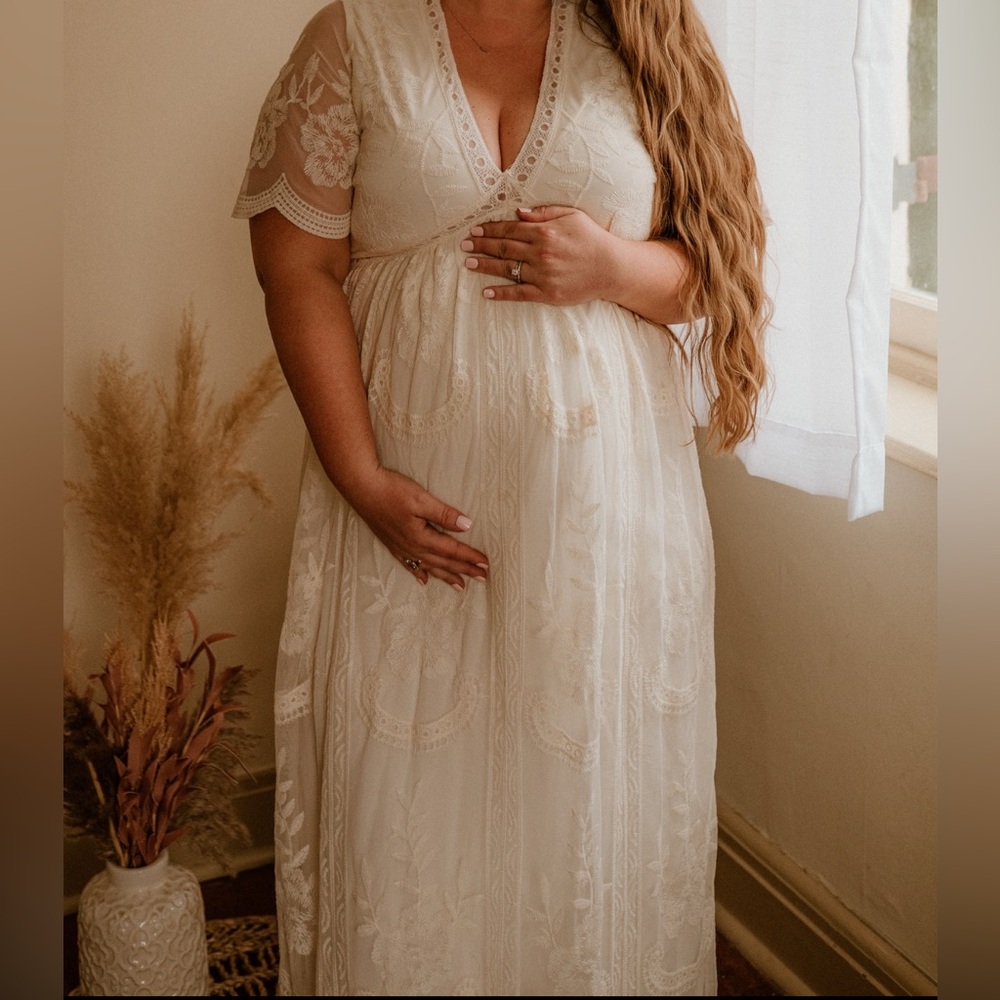 PinkBlush Maternity Lace Overlay Maxi Dress XL